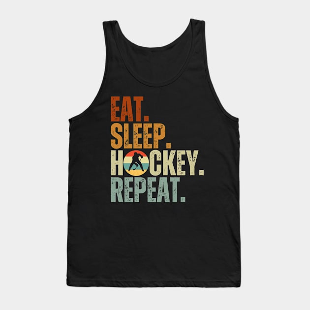 Eat Sleep Hockey Repeat Kids Adult Ice Hockey Retro Vintage Tank Top by Just Me Store